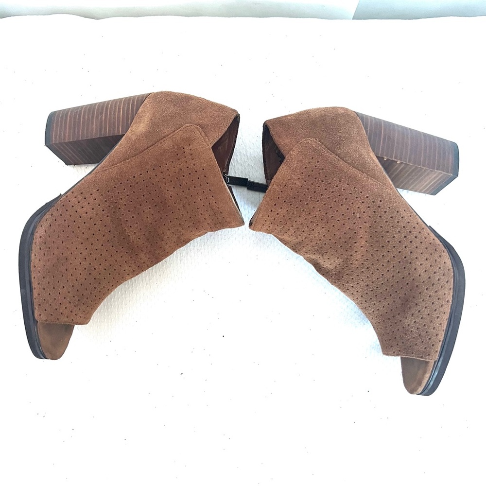 Jessica Simpson Brown Suede Open Toe Ankle Bootie - Picture 9 of 12
